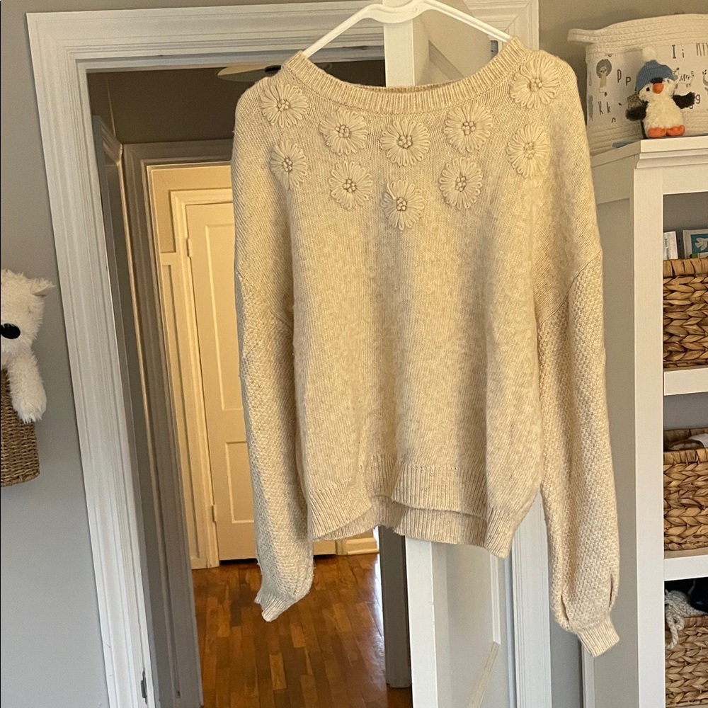 BB Dakota Cream Sweater with Floral Details